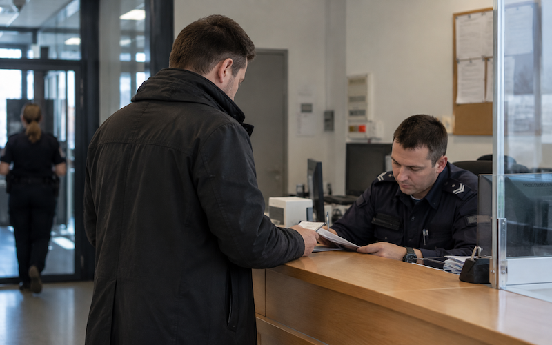 osoba objęta dozorem Policji zgłaszająca się w komisariacie