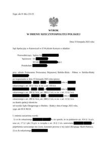 Zanonimizowane orzeczenie – Sąd Apelacyjny w Katowicach, 2025 r.