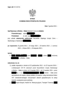 Zanonimizowane orzeczenie – Sąd Rejonowy w Bielsku-Białej, 2022 r.