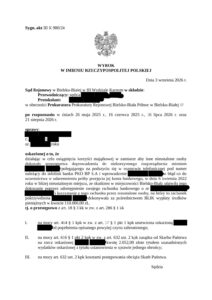 Zanonimizowane orzeczenie – Sąd Rejonowy w Bielsku-Białej, 2026 r.